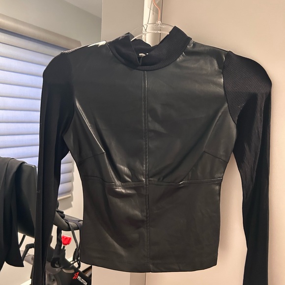 Heartloom Tops - Heartloom Black Leather Long Sleeve -size XS